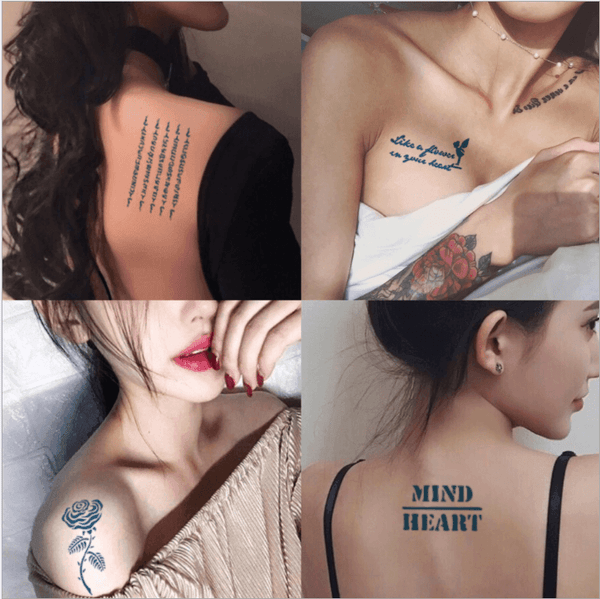 Blue Ink Temporary Tattoos – Minimalist & Fine Line Collection (7 Styles)