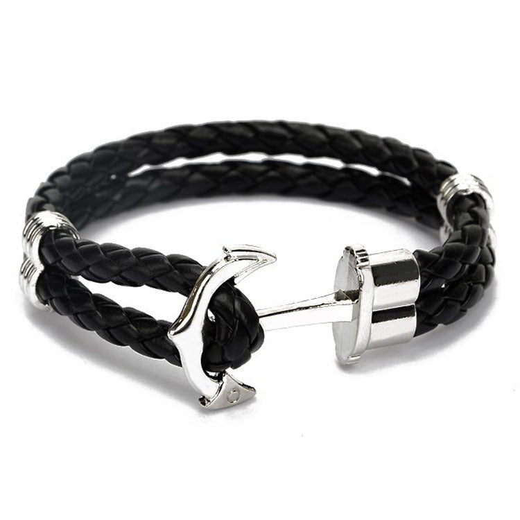 Nautical Anchor Leather Bracelet