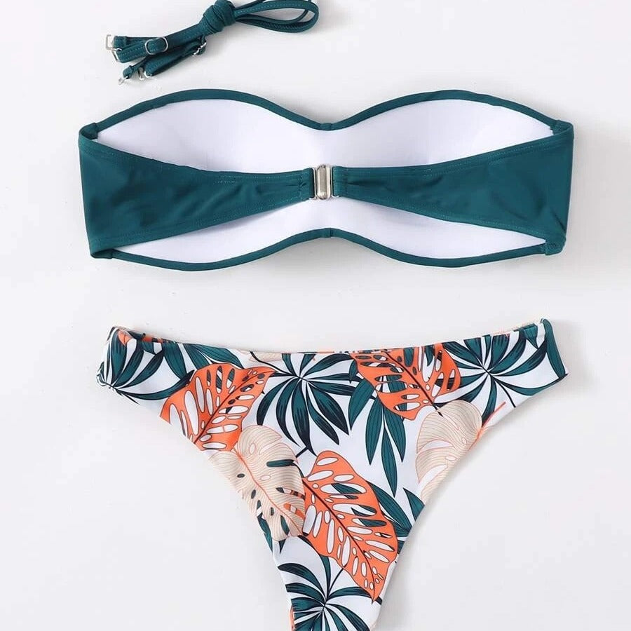 Tropical Bliss Bandeau Bikini Set-Bikini-StylinArts