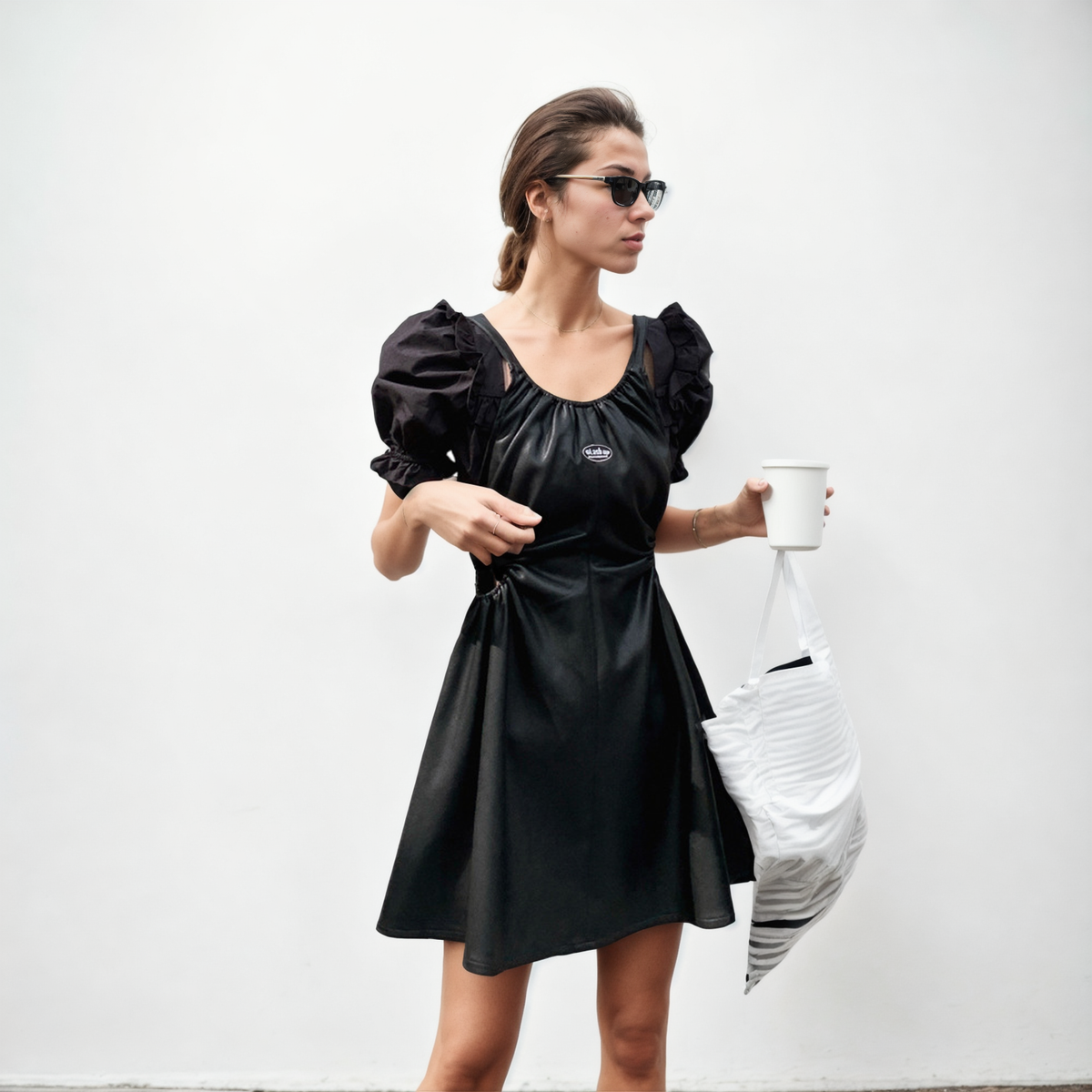 Chic Urban Edge:  PU Leather Camisole Hollow Dress - StylinArts