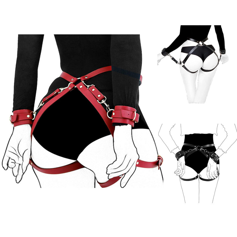 Exquisite Leather Restraint Set-Suspender Belts-StylinArts