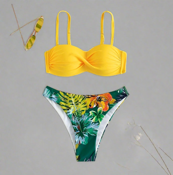 Tropical Bliss Bandeau Bikini Set-Bikini-StylinArts