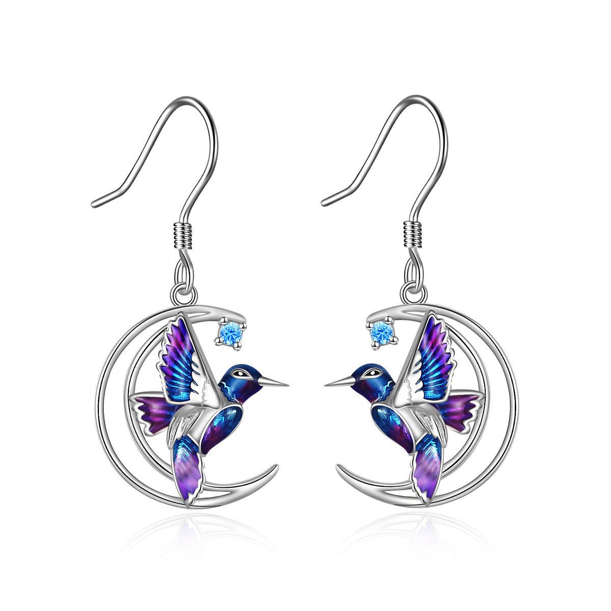 Wings of Freedom: Sterling Silver Hummingbird Earrings-Fashion Earrings-StylinArts