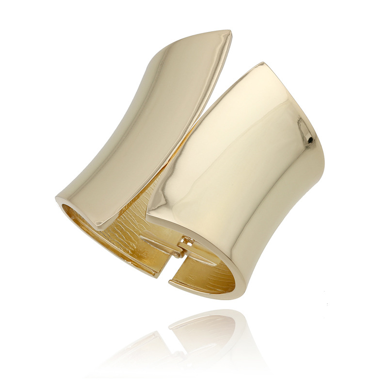 Bold Radiance: Golden Metallic Cuff Bangle-Fashion Bracelets & Bangles-StylinArts