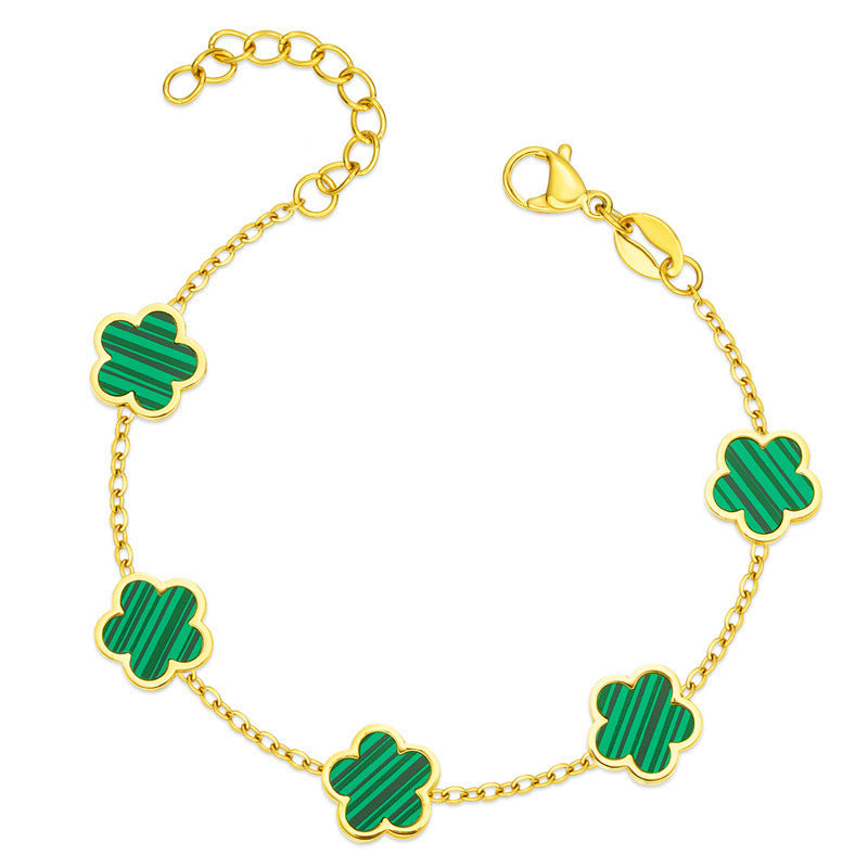 Enchanted Fleur: Four-Leaf Clover Charm Bracelet – Luxury Dupe Inspired by Van Keef-Fashion Bracelets & Bangles-StylinArts