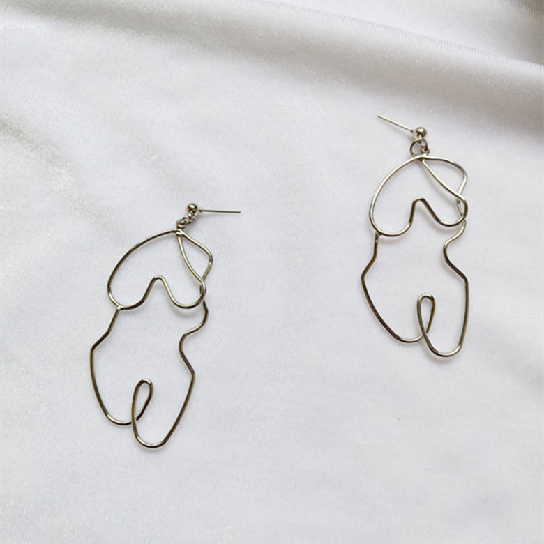 Abstract Femme: Handcrafted Figure Outline Earrings-Fashion Earrings-StylinArts