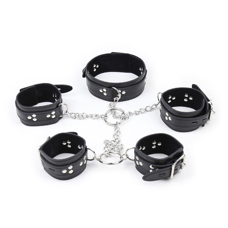 Dominant Elegance Chain Restraint Set-Suspender Belts-StylinArts