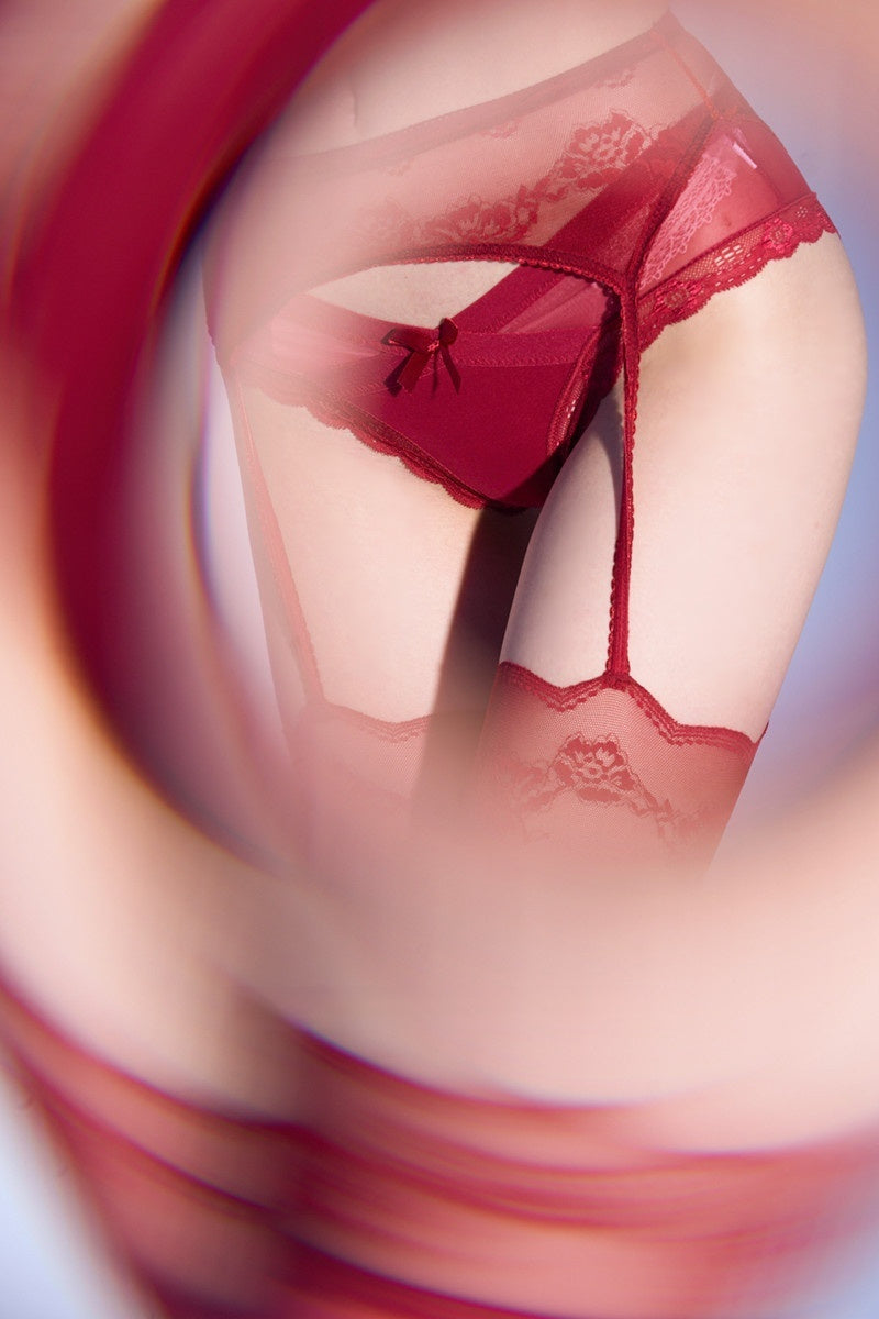 Peony Sheer Nylon Stockings-Stockings-StylinArts-Matte Contrast Lace — Two-Tone-One Size-StylinArts