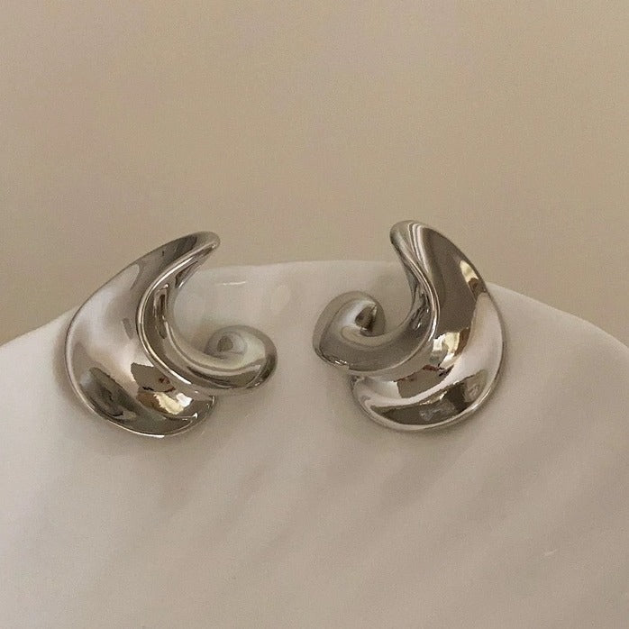 Twisted Harmony: Gold & Silver Asymmetric Spiral Earrings-Fashion Earrings-StylinArts