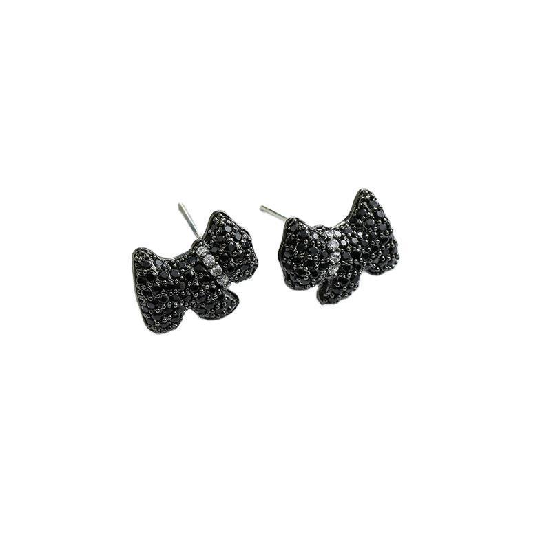 Black Scottie Dog Earrings with Sterling Silver Ear Pins – Bold Elegance-Fashion Earrings-StylinArts