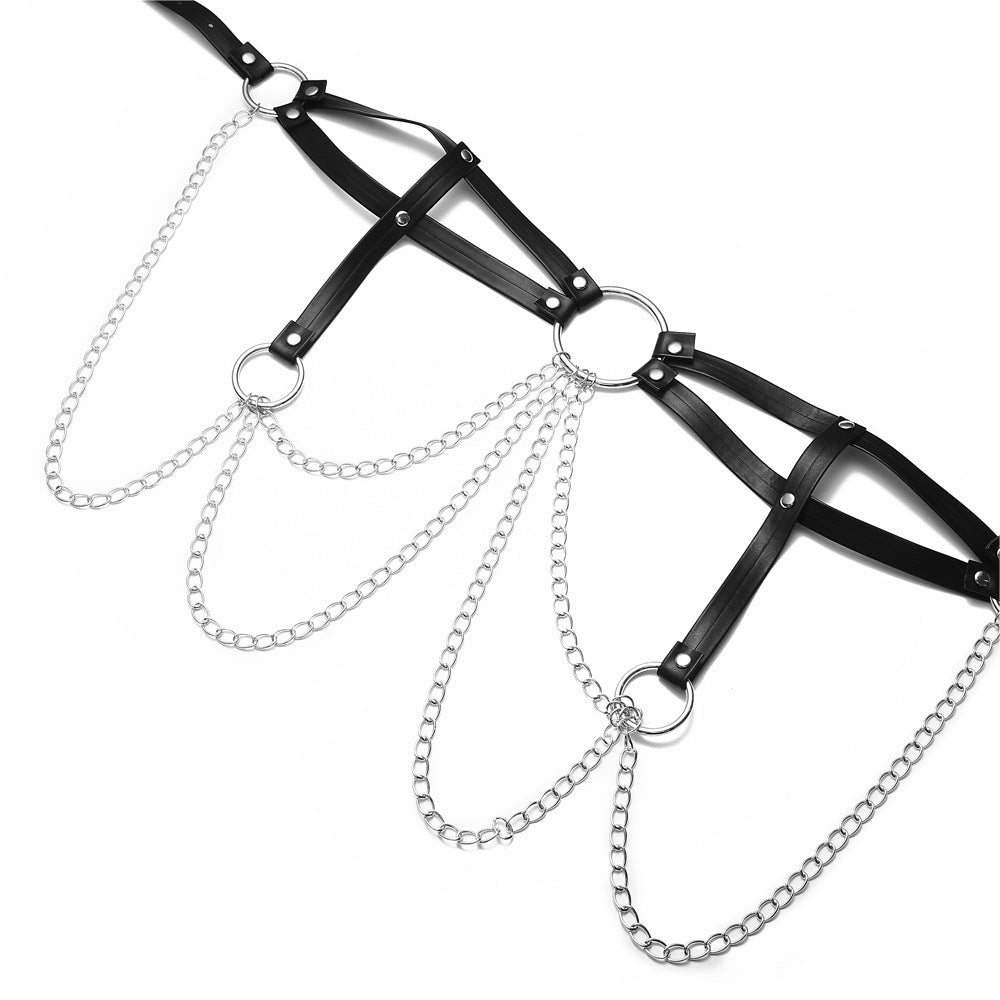 Midnight Chains Body Harness-Suspender Belts-StylinArts