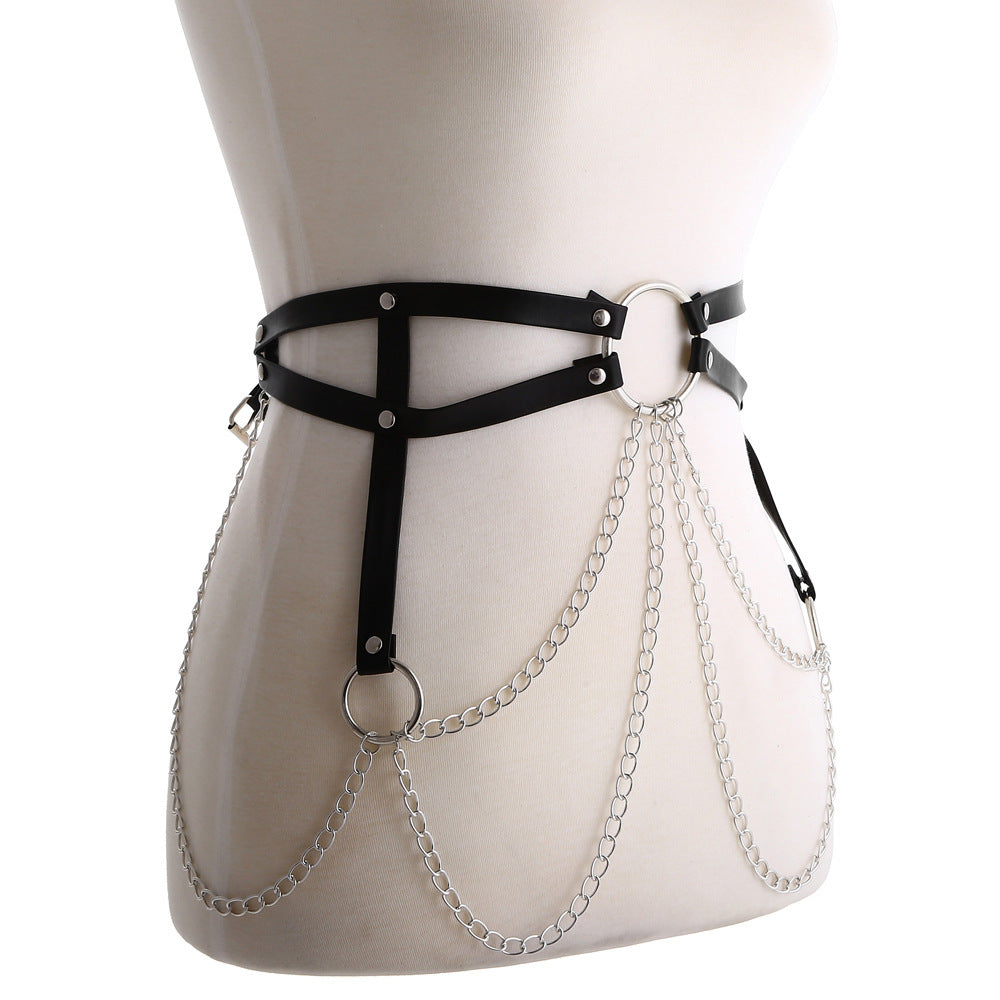 Midnight Chains Body Harness-Suspender Belts-StylinArts