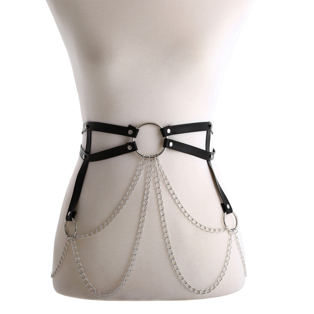 Midnight Chains Body Harness-Suspender Belts-StylinArts