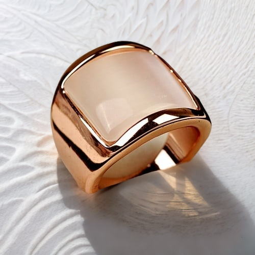 Opal Square: 18K Rose Gold Wide Ring - StylinArts