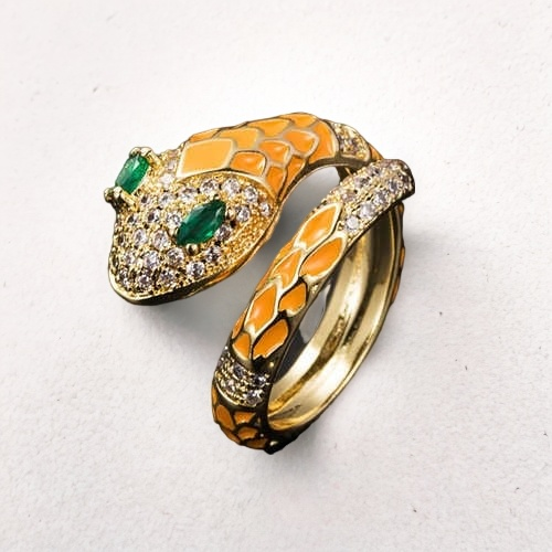 Tangerine Serpent: Oil-spot Glaze Animal Series Ring - StylinArts