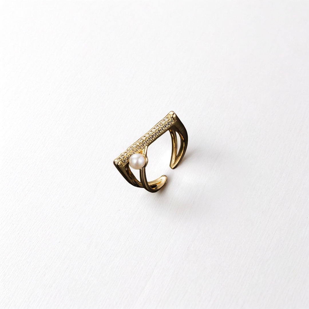 Pearlescent Geometric: Gold-Plated Copper Ring - StylinArts