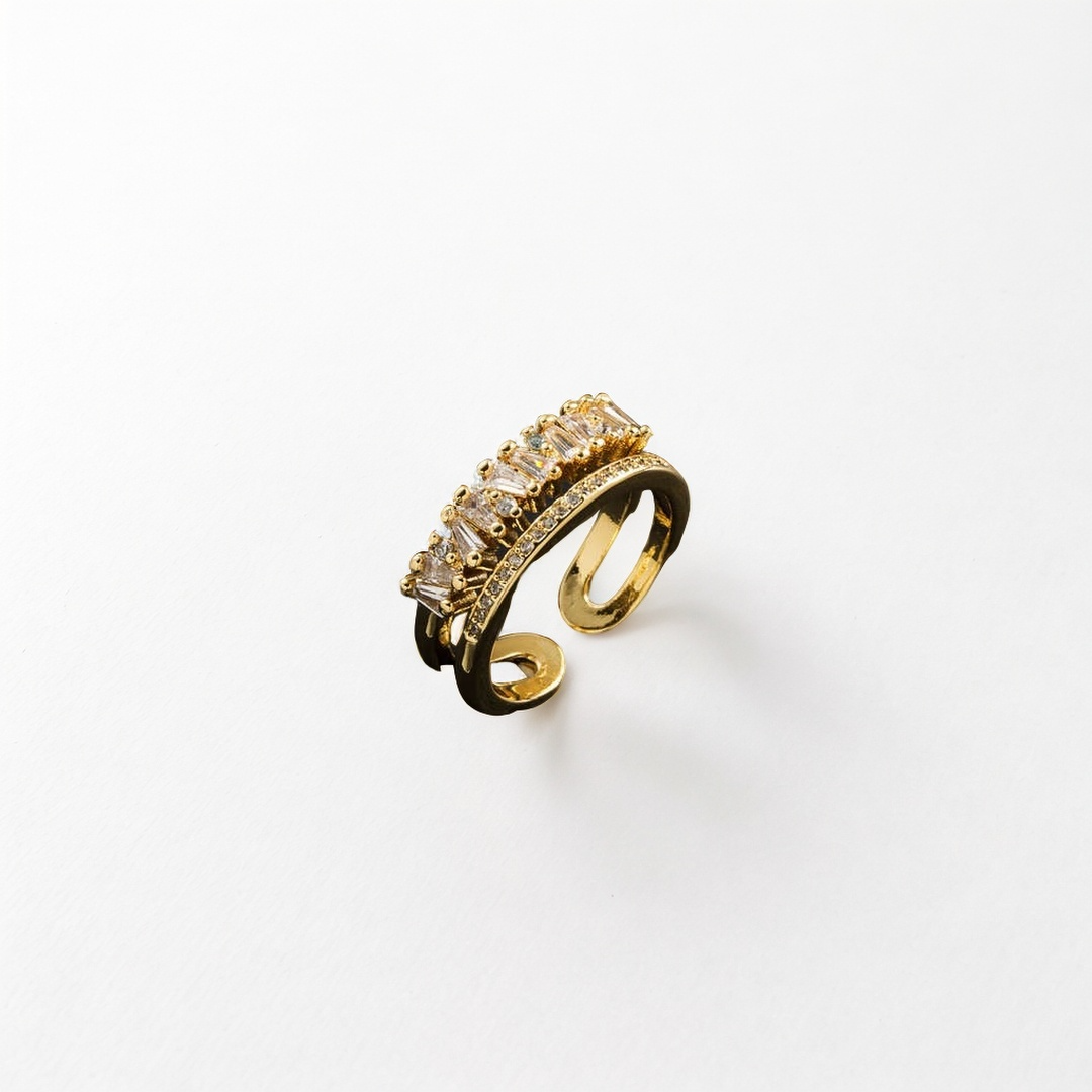 Regal White Crown: Gold-Plated Copper Ring - StylinArts