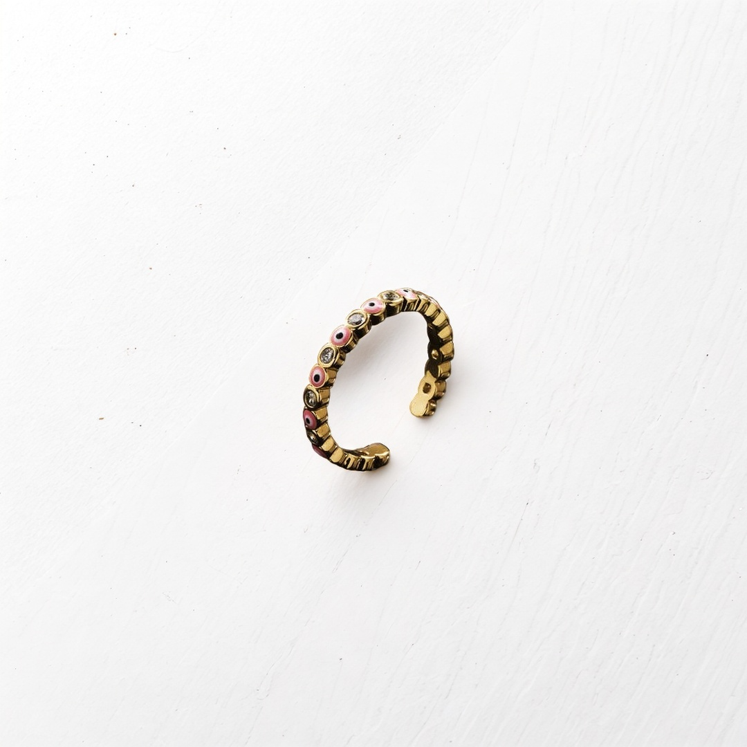 Blush Vision: Gold-Plated Copper Eye Ring - StylinArts