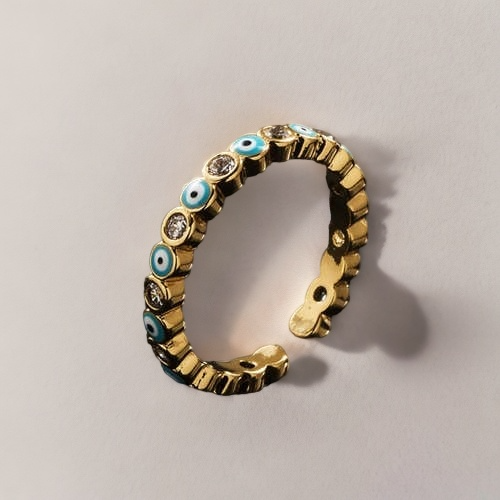 Azure Gaze: Gold-Plated Copper Eye Ring - StylinArts