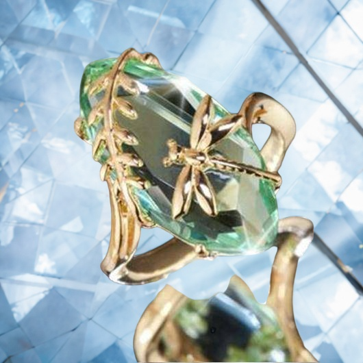 Dragonfly Emerald Birthstone Ring-Fashion Rings-StylinArts