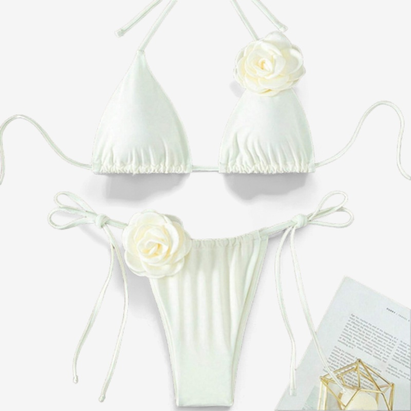 Ivory Rose Embellished Bikini Set-Bikini-StylinArts