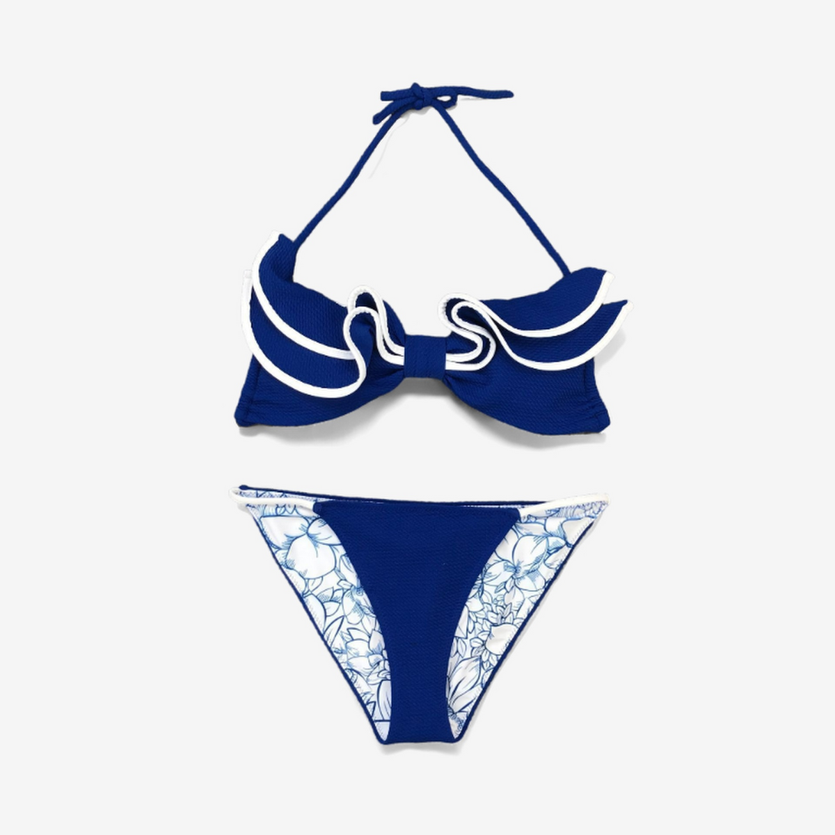 Blue Ruffle Wave Bikini Set-Bikini-StylinArts