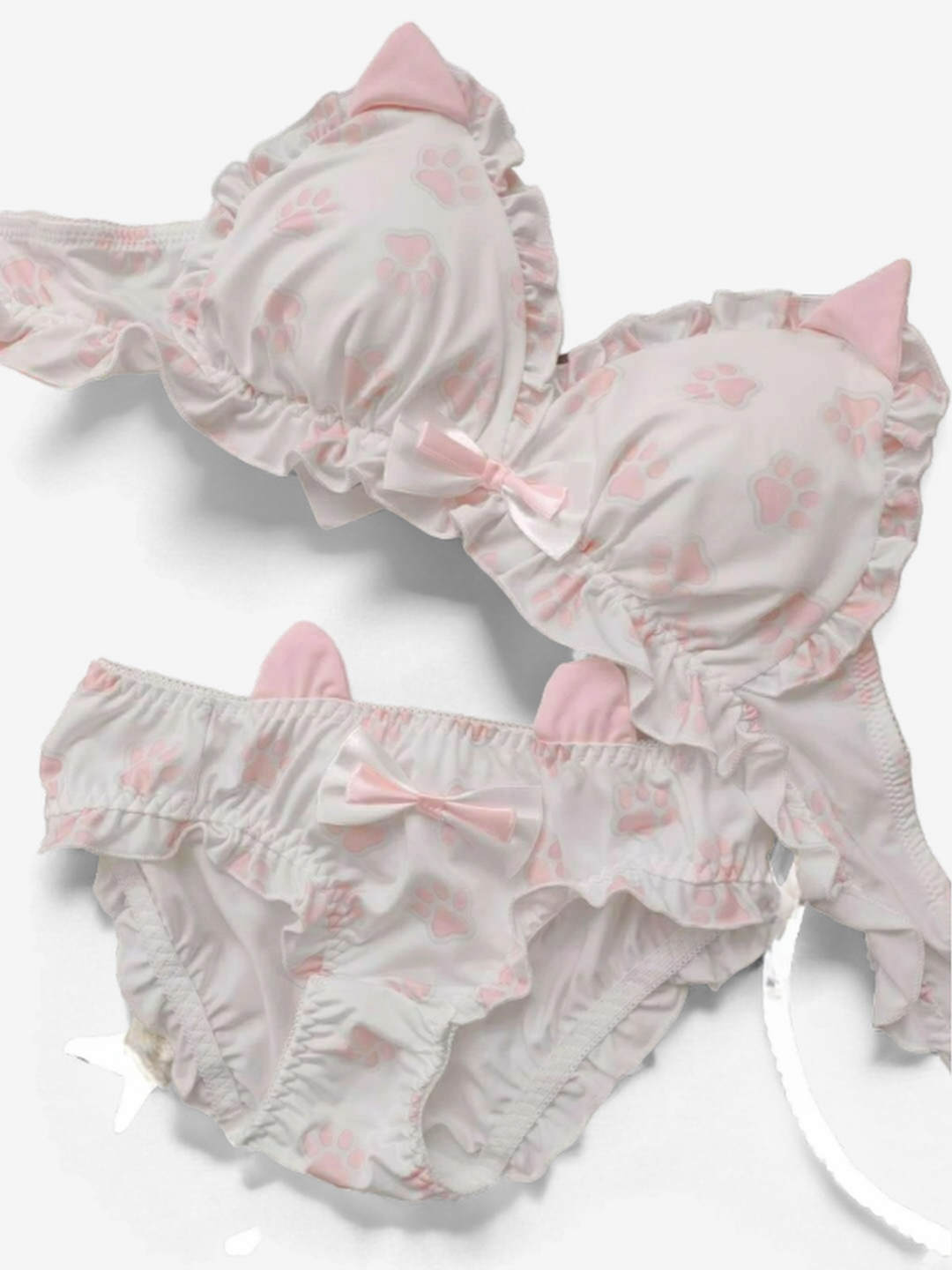 Paw-Print Ruffle Lace Bra Set - StylinArts-Bras and Briefs-StylinArts