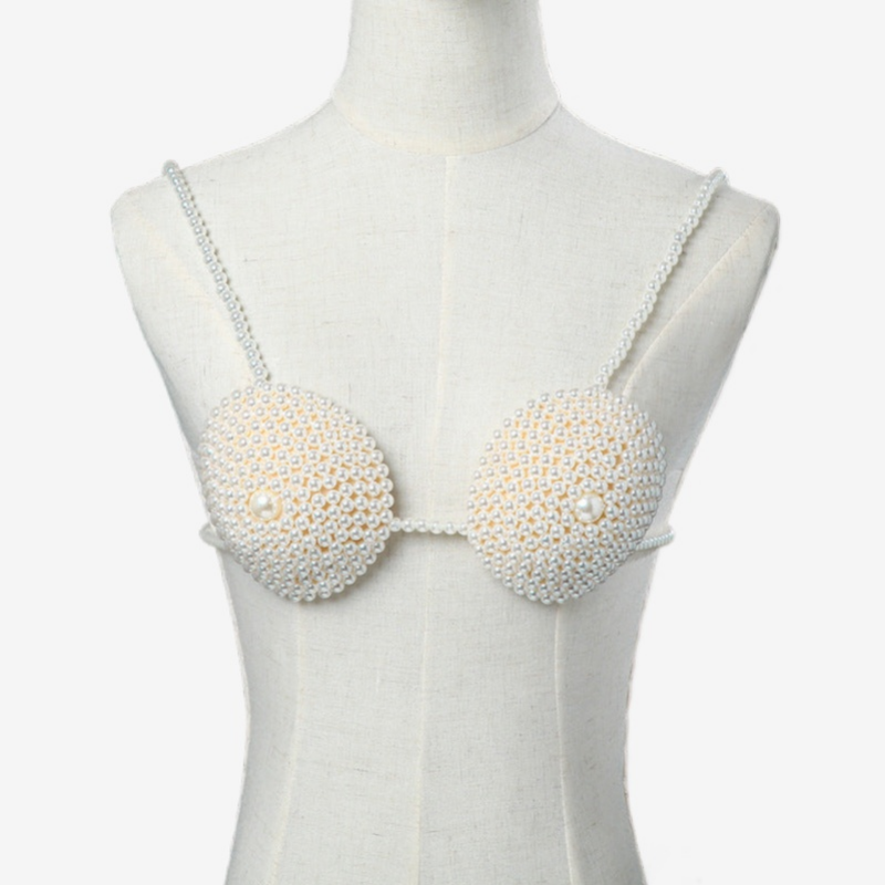 Pearl Embrace: Luxe Beaded Bralette-Bras and Briefs-StylinArts