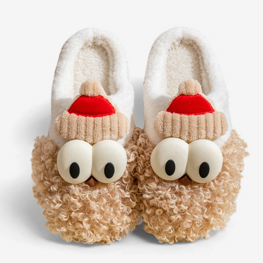 Festive Cozy Companions - Plush Cartoon Santa Slippers-Luxury Indoor Slippers-StylinArts