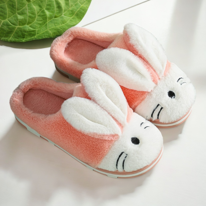 Hop into Comfort - Plush Bunny Ears Indoor Slippers