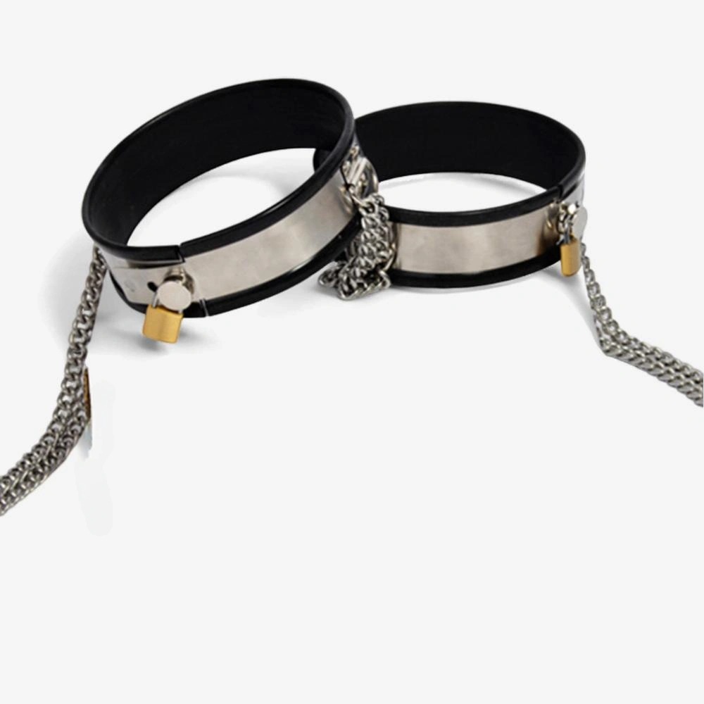 Luxury Silicone-Lined Steel Thigh Cuffs with Locking Chain – Multiple Colors-Bound to You-StylinArts