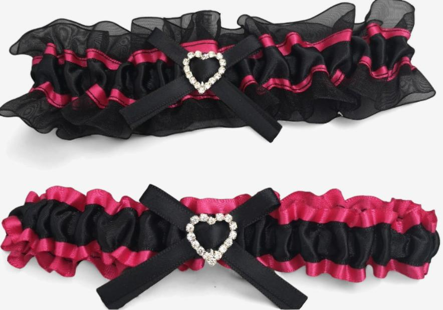Bridal Bow Wedding Garter-Garter-StylinArts-Black/Rose-StylinArts