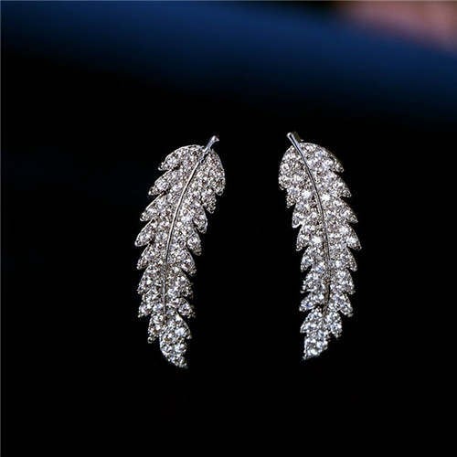 18k Platinum Plated Eternal Leaf Platinum Earrings-18K Gold Plated Earrings-StylinArts