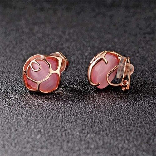 Pink Roseate Opal Blossom Earring-18K Gold Plated Earrings-StylinArts