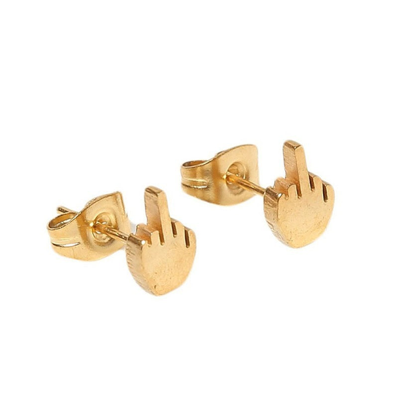 Bold Expression: Unisex Middle Finger Stud Earrings-Fashion Earrings-StylinArts