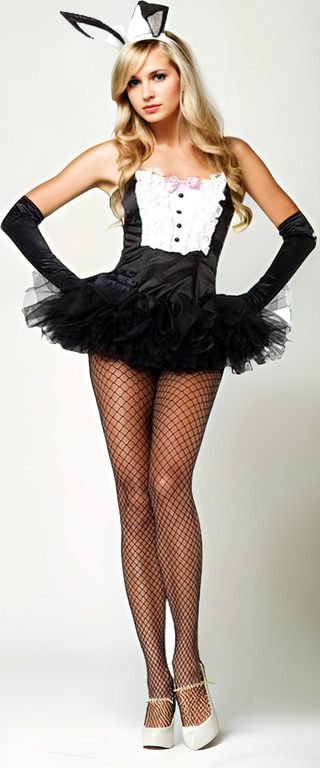 Seductive Bunny Hostess Costume – Tuxedo Dress, Ears & Gloves-Intimate Roleplay Outfits-StylinArts