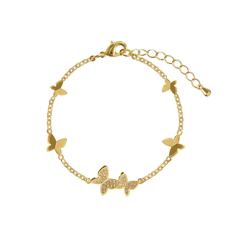 Butterfly Whispers: Luxurious Gold Bracelet with Crystal Accents-Fashion Bracelets & Bangles-StylinArts