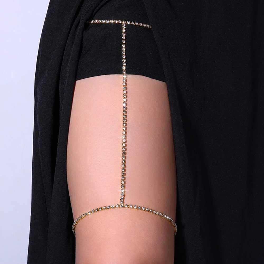 Starlit Crystal Arm Chain – Dazzling Upper Arm Jewelry for Sleek Seduction & Festival Glam-Body Jewellery-StylinArts