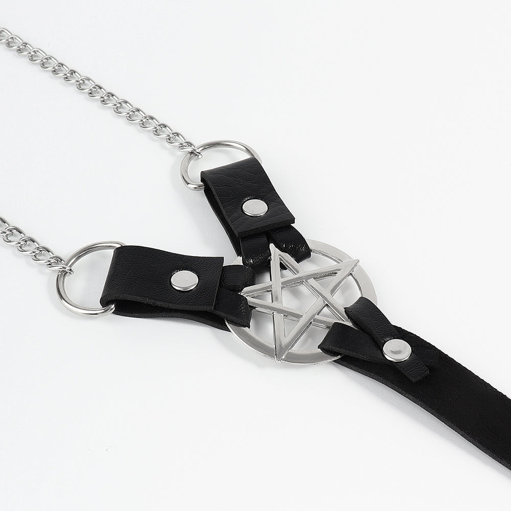 Starstruck Leather Body Chain Harness-Suspender Belts-StylinArts