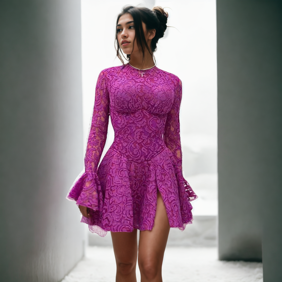 Seduction: Lace Backless Slit Tulle Tutu Dress - StylinArts