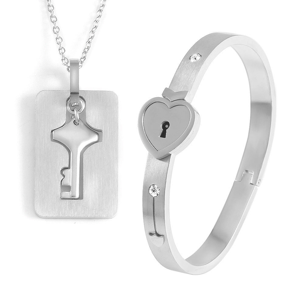 Eternal Bond Key & Lock Bracelet and Necklace Set