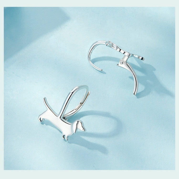 Sterling Silver Dachshund Lever-Back Earrings – Pure 925 Luxury-Fashion Earrings-StylinArts