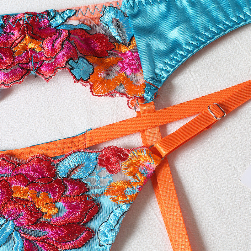 Tropical Temptation Floral Embroidered Lingerie Set - Limited Edition