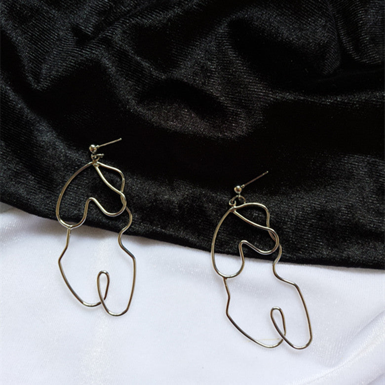 Abstract Femme: Handcrafted Figure Outline Earrings-Fashion Earrings-StylinArts