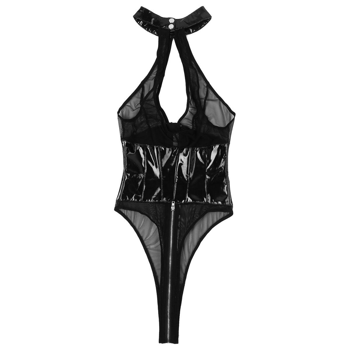 Midnight Seduction Patent Leather Bodysuit – Bold, Sensual, and Irresistible-Bodies & Teddies-StylinArts