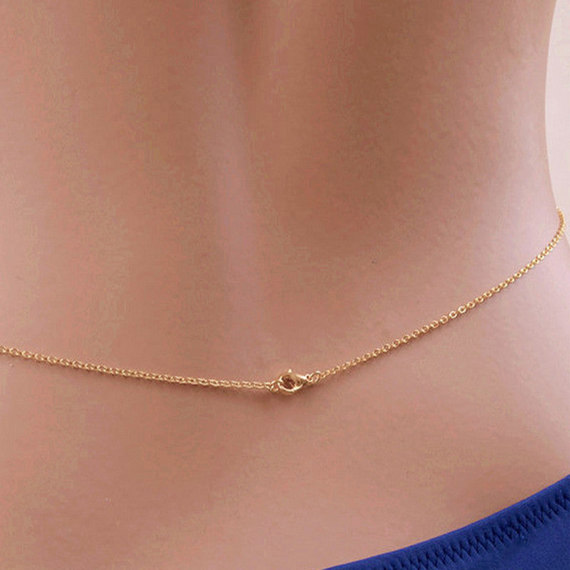 Celestial Charm: Gold Body Chain with Star Pendant-Body Jewellery-StylinArts