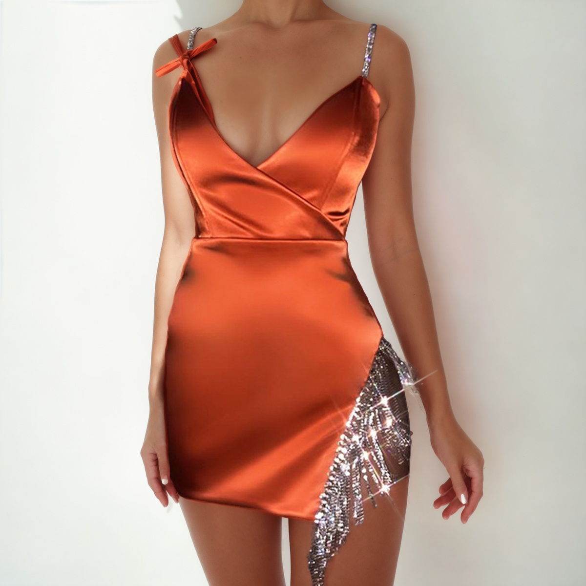 Tassel Strap Side Party Dress: Summer Nightclub Style-Mini Dress-StylinArts