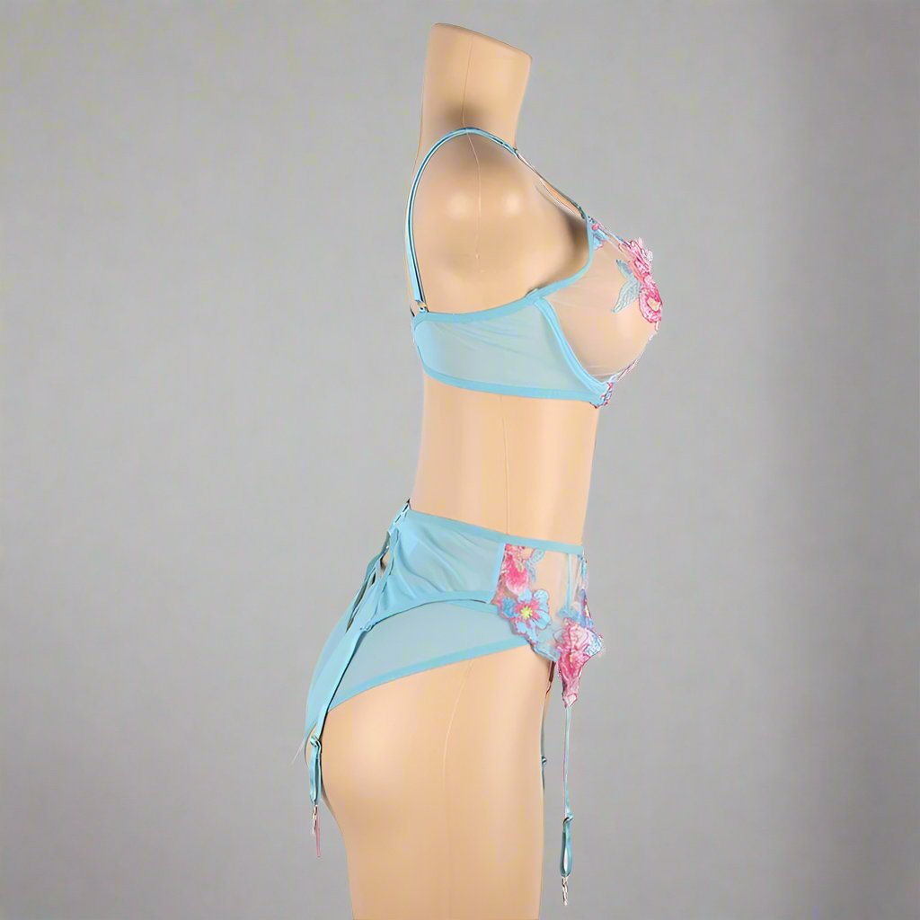 Floral Reverie Embroidered Lingerie Set - Limited Edition