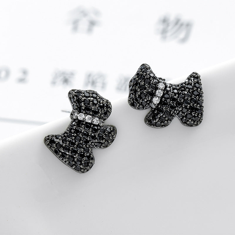 Black Scottie Dog Earrings with Sterling Silver Ear Pins – Bold Elegance-Fashion Earrings-StylinArts