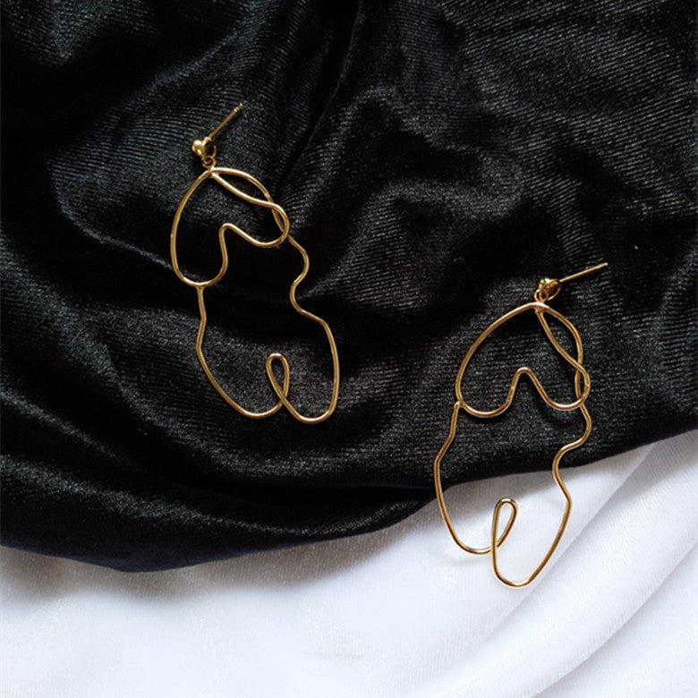 Abstract Femme: Handcrafted Figure Outline Earrings-Fashion Earrings-StylinArts